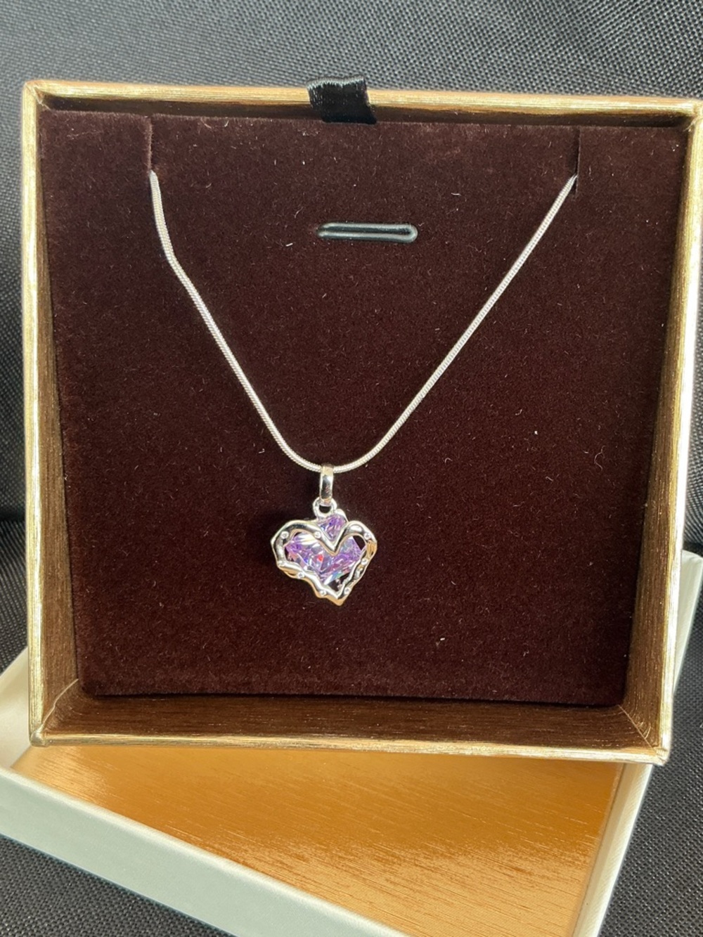 S925 Silver Heart Pendant Necklace with June Birthstone